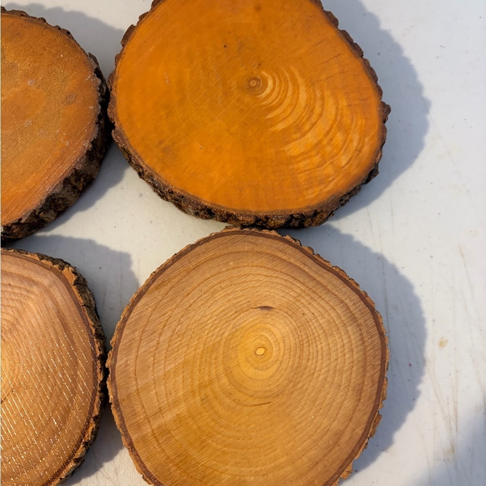 Natural Wood Slice Coasters Set - Picture 4 of 5